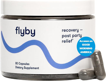 Flyby Recovery Supplement - All The Hang, Without The Over!™ - With Milk Thistle, Vitamin C, Activated Charcoal, And Apple Cider Vinegar - Pre & Post Drinking Formula (80 Count)