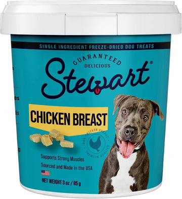 Stewart Freeze Dried Dog Treats, Chicken Breast, 3 oz, Grain Free & Gluten Free, Resealable Tub, Single Ingredient, Training Treat in Beef Liver, Salmon, Chicken Liver & Chicken Breast 4, 14, 21 oz