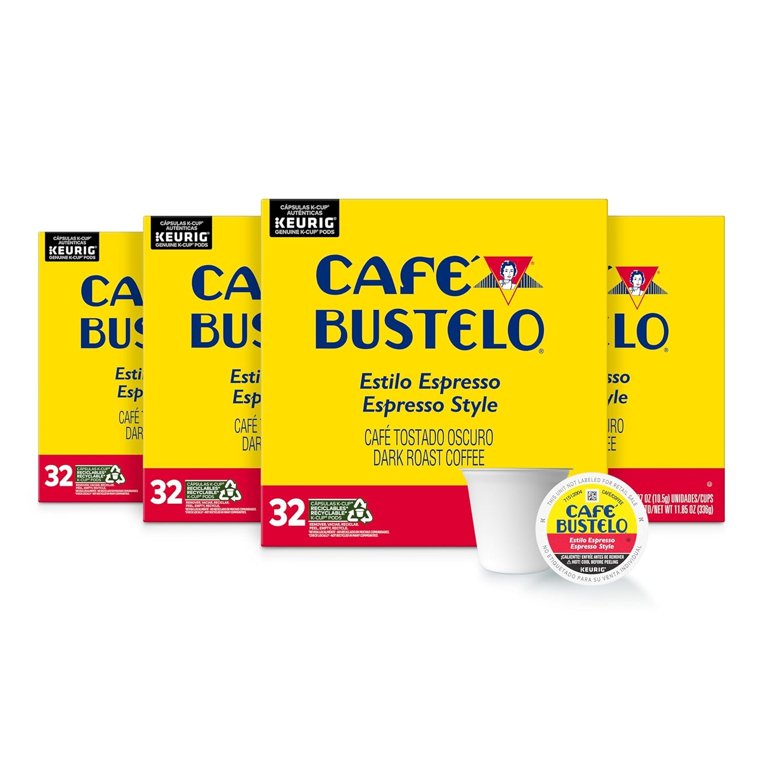 Café Bustelo Espresso Style Dark Roast Coffee, 128 Keurig K-Cup Pods