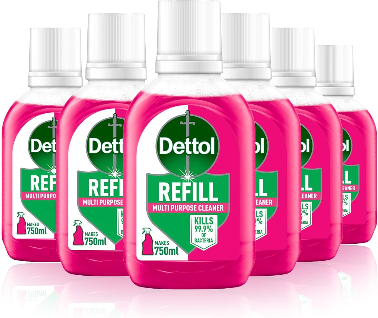 Dettol Refill Multi Surface Spray, Pomegranate, Multipack Of 6 X 50Ml, Total 300Ml, Makes 750Ml Per Refill, Antibacterial Surface Cleaner Spray, Antibacterial, Disinfectant, Household Cleaners