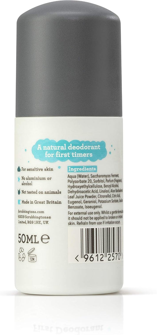 Scrubbingtons Pit Stop Childrens Natural First Deodorant, For Boys And Girls, Aluminium And Alcohol Free, Suitable For Sensitive Skin 1 X 50Ml