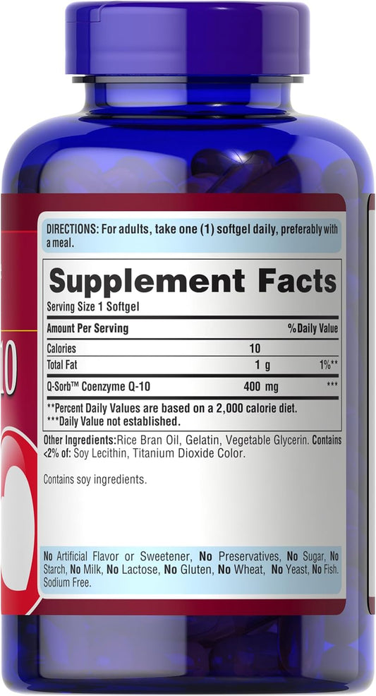 Puritan's Pride Q-Sorb CoQ10 Softgel, 400 Mg, 120 Count