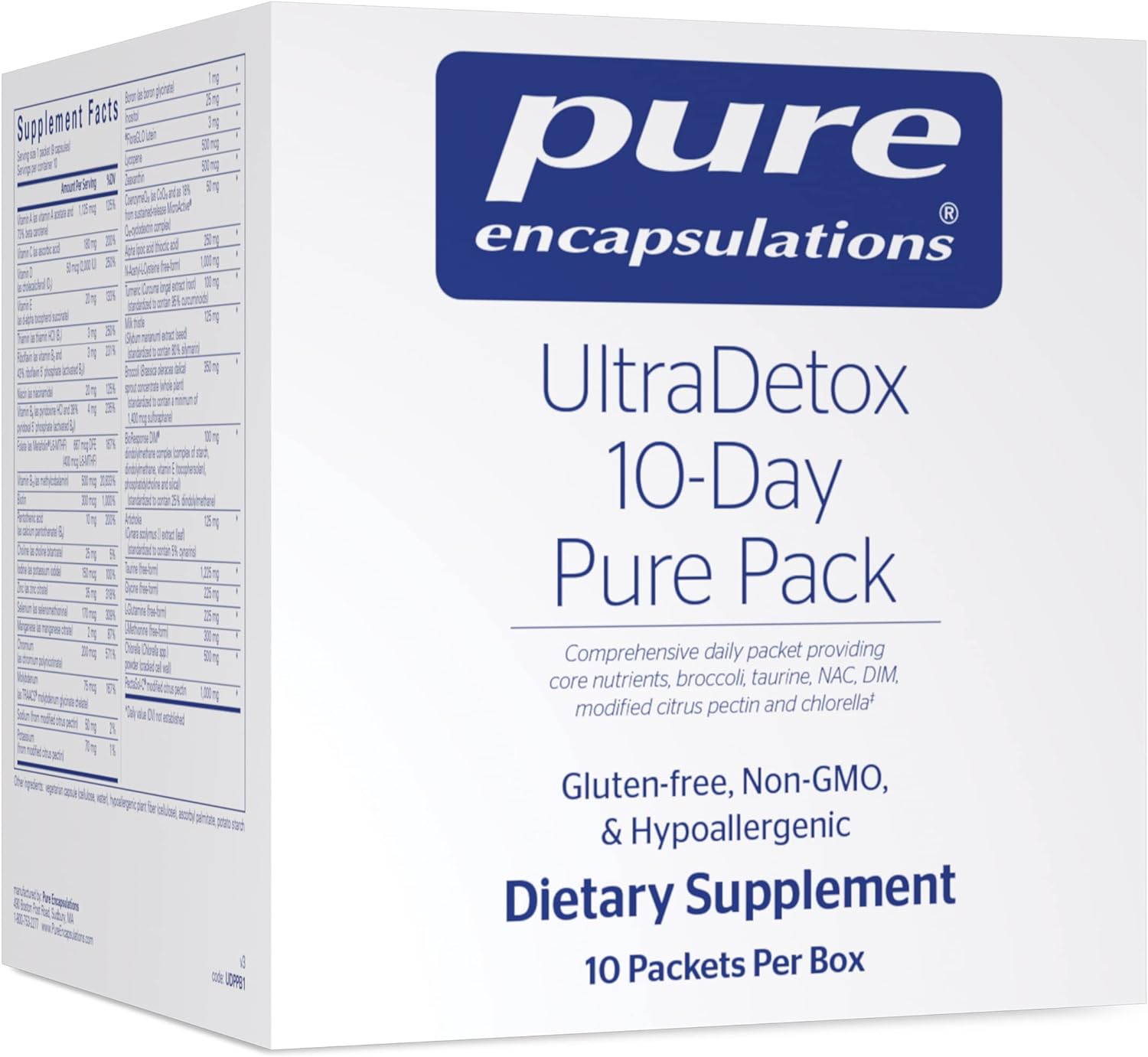 Pure Encapsulations Ultradetox 10-Day Pure Pack Providing Core Nutrients, Broccoli, Taurine, Nac, Dim, Modified Citrus Pectin And Chlorella | 10 Packets