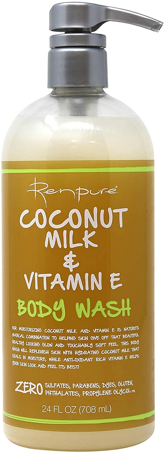 RENPURE Coconut Milk & Vitamin E Body Wash, 24 Fl Oz