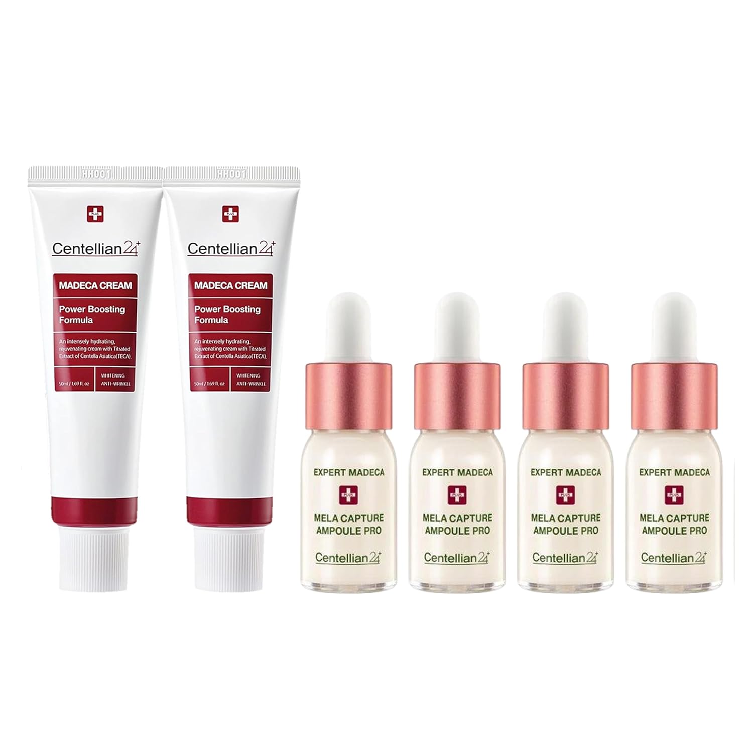 Centellian 24 Set - Expert Serum (Season 3 (0.33Fl Oz X 1Pc X 4 Sets) + Madeca Cream (Season 4, 1.7+1.7Fl Oz) - Serum, Soothing, Even Tone, Dry Sensitive Skin Centella Moisturizer, Korean Skin Care