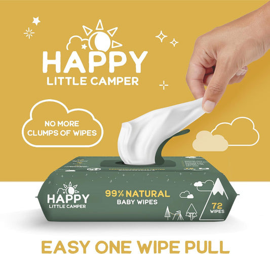 Happy Little Camper Natural Baby Wipes Unscented - Hypoallergenic & Chlorine-Free Wet Wipes With Aloe Vera, Chamomile And Pomegranate Extract - Gentle On Sensitive Skin - 864 Count