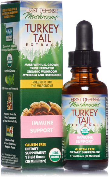 Host Defense, Turkey Tail Extract, Natural Immune System and Digestive Support, Mushroom Supplement, Plain, 1