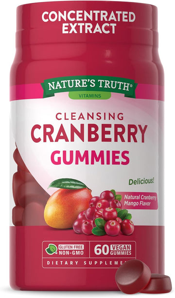 Nature'S Truth Cranberry Gummies | 60 Count | Vegan, Non-Gmo & Gluten Free Supplement | Supports Urinary Tract Health | Cranberry Mango Flavor