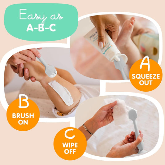 Bumco Baby Bum Brush + Mini Baby Diaper Cream Spatula With Case - Bpa-Free Silicone Diaper Spatula, Mom-Invented Butt Paste Applicator (Gray & Gray)