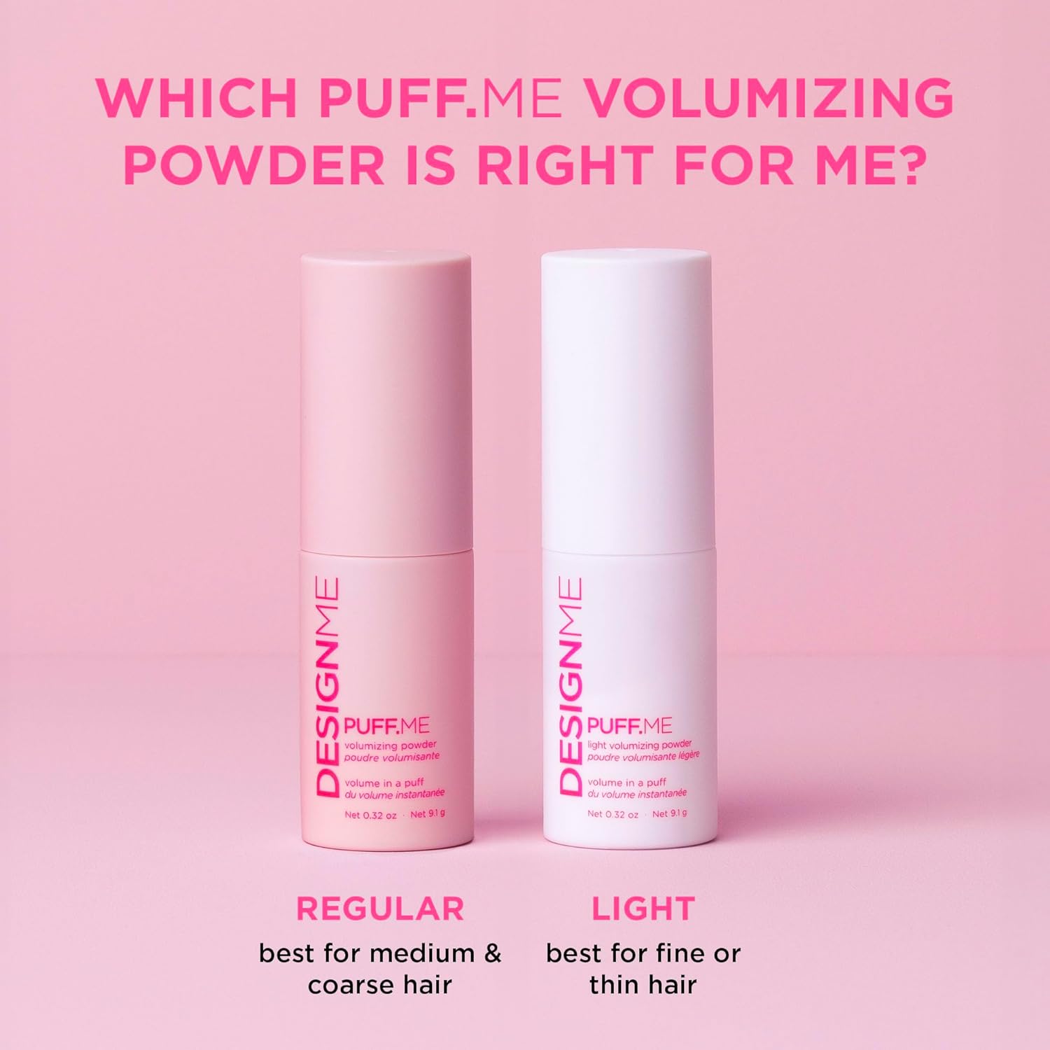 Design.Me Puff.Me Volumizing Powder | Hair Powder Volumizer For Hair | Root Lifting Hair Texture Powder For Straight, Curly, Or Wavy Hair | Talc Free Hair Powder For Women, (0.32 Oz) : Beauty & Personal Care