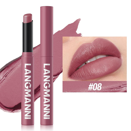 Matte Lipstick Velvety Mud Texture,Waterproof Long-Lasting,Non-Stick Cup,High Pigmented,Feels Comfortable On Lips 08