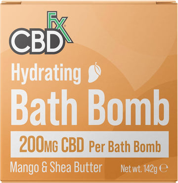 Cbdfx 200Mg Cbd High Strength Hydrating Cbd Oil Bath Bomb With Mango & Shea Butter Vegan, Cruelty-Free, Single Bath Bomb