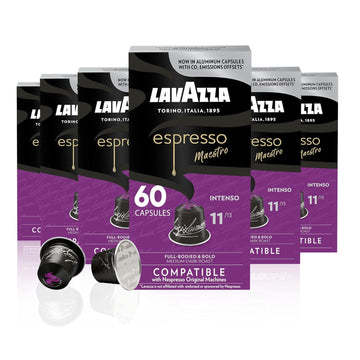 Lavazza Espresso Intenso Medium Dark Roast Arabica & Robusta Aluminum Capsules Compatible With Nespresso Original Machines, 10 Count (Pack Of 6) - Value Pack, Intense And Full-Bodied