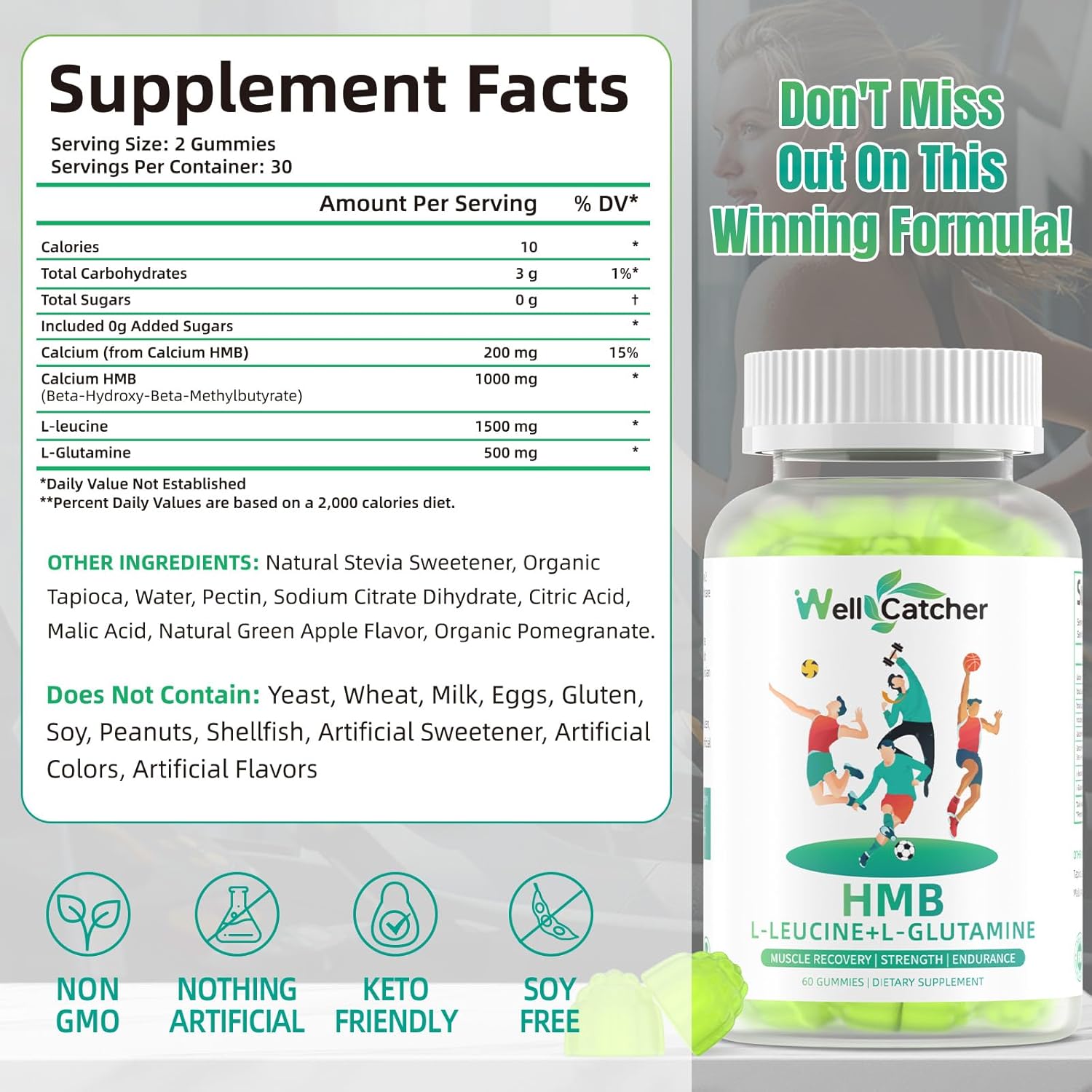 Buy Hmb And Leucine Supplements Gummies: Hmb Supplements For Men Women With Leucine Amino Acid L-Glutamine Support Muscle Growth Relief Fast Workout Recovery Sugar Free Vegan Apple Flavor 30 Day Supply On  Free Shipping On Qualified Orders