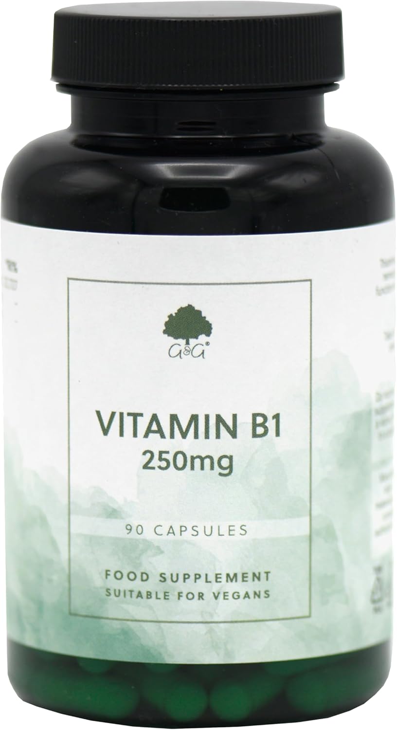 Vitamin B1 Thiamine Hcl Capsules - 250Mg Of B1 Thiamine Hcl Per Capsule - 90 Vegan Capsules - G&G Vitamins