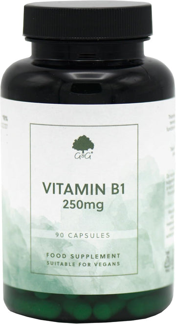 Vitamin B1 Thiamine Hcl Capsules - 250Mg Of B1 Thiamine Hcl Per Capsule - 90 Vegan Capsules - G&G Vitamins