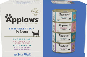 Applaws 100% Natural Wet Cat Food, Multipack Fish Selection in Broth 70g Tin (24 x 70g Tins)?1085ML-A