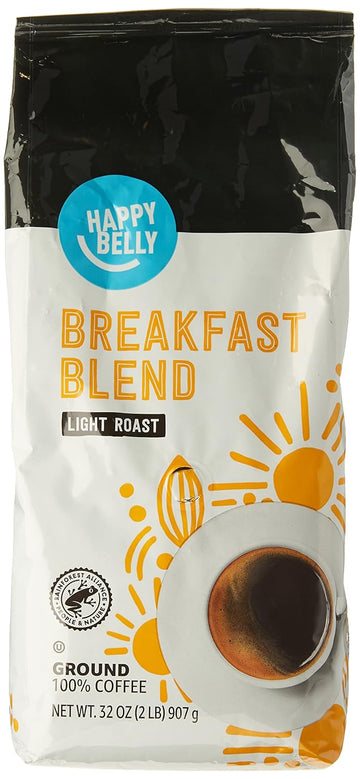 Happy Belly Breakfast Blend Ground Coffee, Light Roast, 2 pound (Pack of 1)