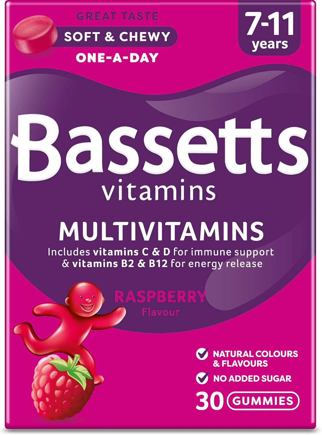 Bassetts Vitamins 7-11 Years Raspberry Flavour Multivitamins 30 Gummies