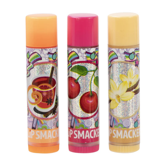 Lip Smacker Original & Best Candy Lip Balm Trio- Pink Holiday Punch, Cherry, Vanilla
