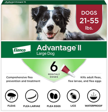 Advantage II Large Dog Vet-Recommended Flea Treatment & Prevention | Dogs 21-55 lbs. | 6-Month Supply