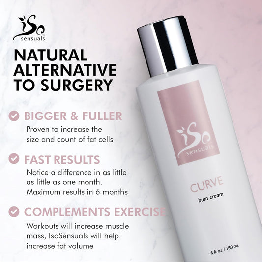 Curve Butt Enhancement Cream - For Women And Men, Natural Growth And Plumping Enhancer, Faster, Thicker, Bigger Results, 2 Month Supply