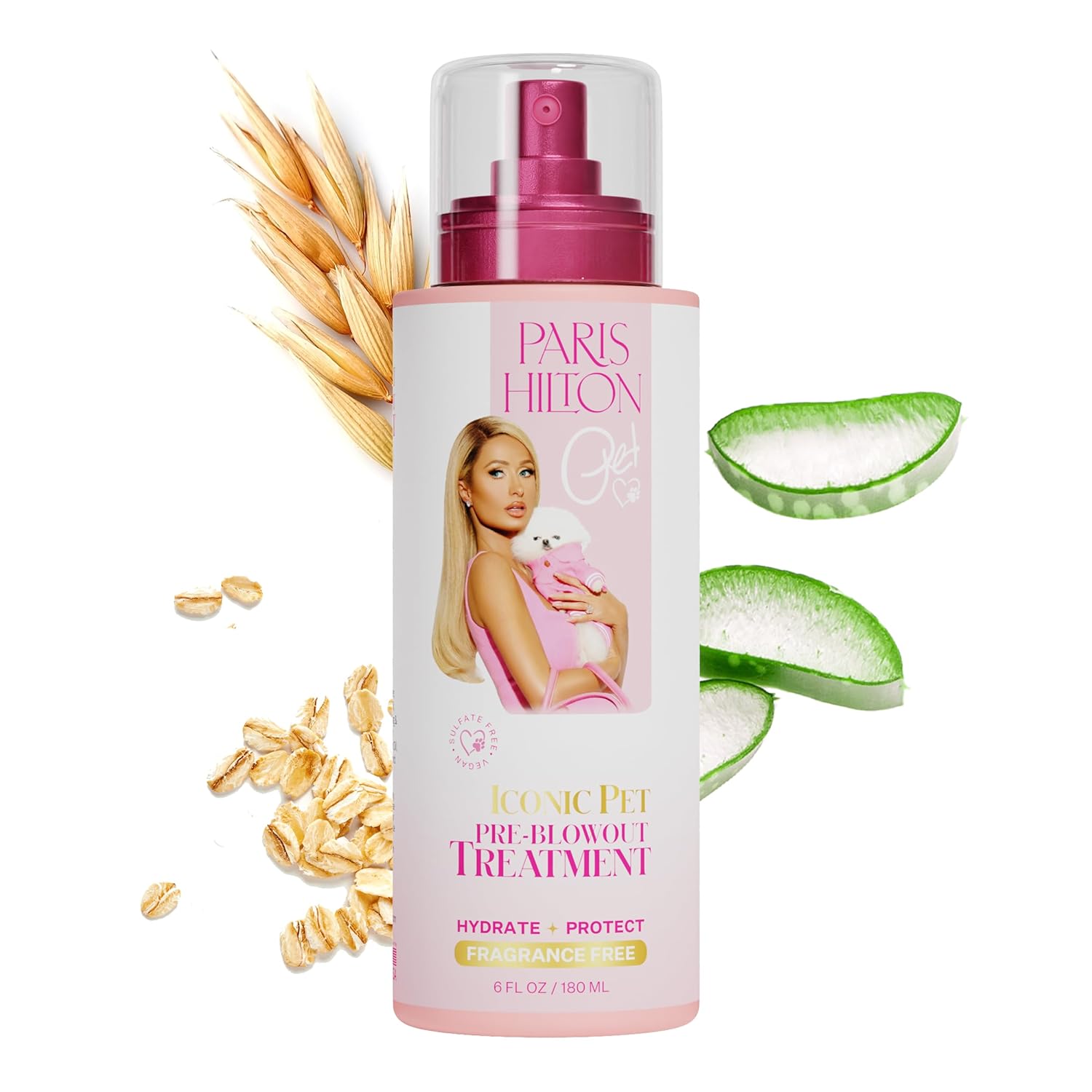 Paris Hilton Fragrance-Free Dog & Pet Blowout Conditioning Spray - Hypoallergenic, Sulfate-Free Grooming Treatment For Frizz Control, Soft Coats, Detangling & Show Ready Fur Styling 6Oz