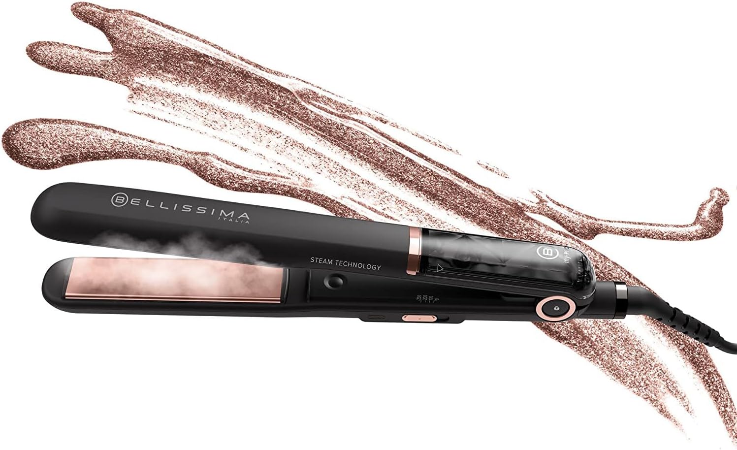 Bellissima My Pro Steam B28 100 Professional Steam Hair Straightener For A Long-Lasting Smooth Result, Ceramic Coated Plates, Adjustable Temperature 170 / 200 / 230 °C, Rapid Heat Technology, Uk Plug