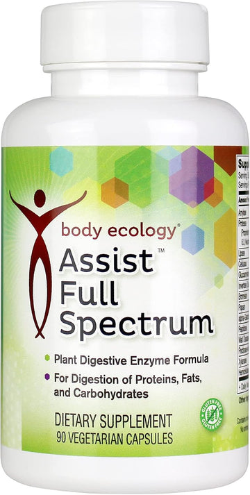 Body Ecology Assist Full Spectrum Enzymes | Plant Digestive Enzyme Supplement | Healthy Digestion And Absorbs Nutrients | 90 Vegetarian Count