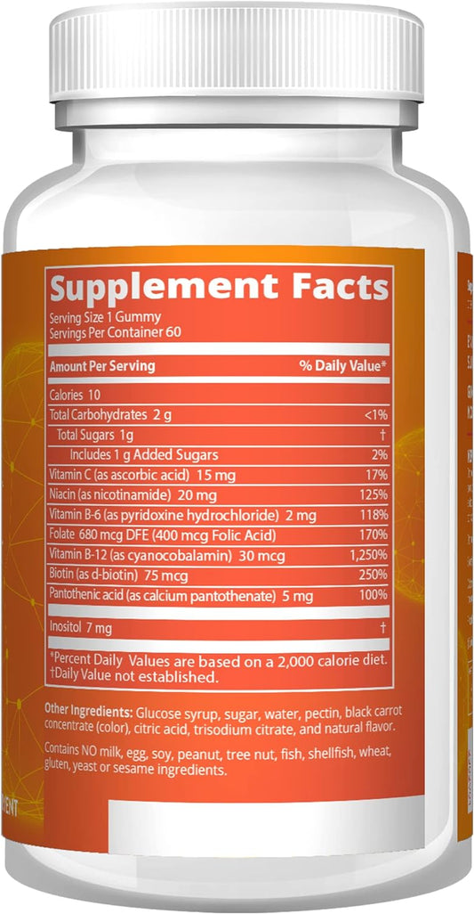 MRM Nutrition B-Complex + Vitamin C Gummies | Fast Acting - Energy Metabolism Support* | Natural Strawberry Flavored | Gelatin Free | Non-GMO | Vegan + Gluten Free | 60 Servings