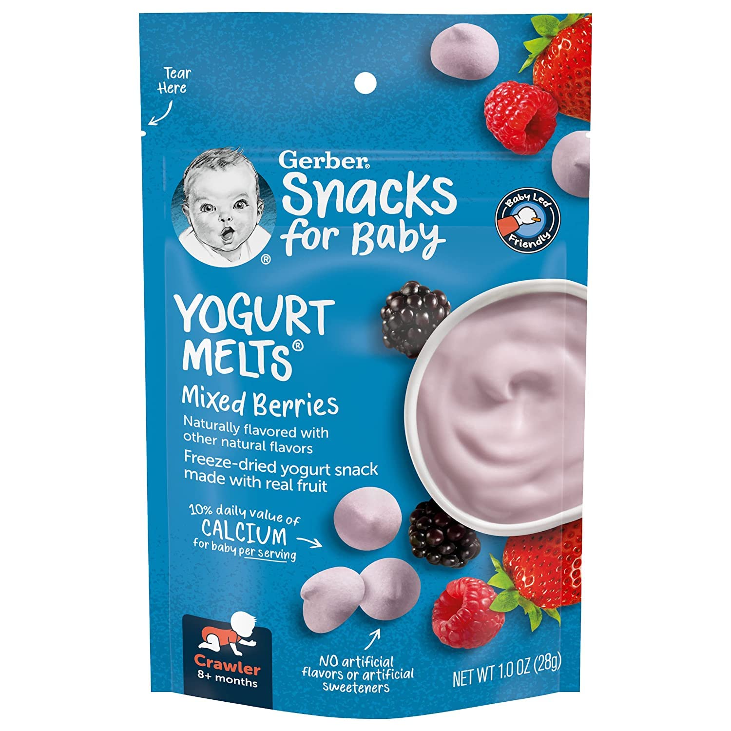 Gerber Snacks For Baby Yogurt Melts, Mixed Berries, 1 Oz Bag