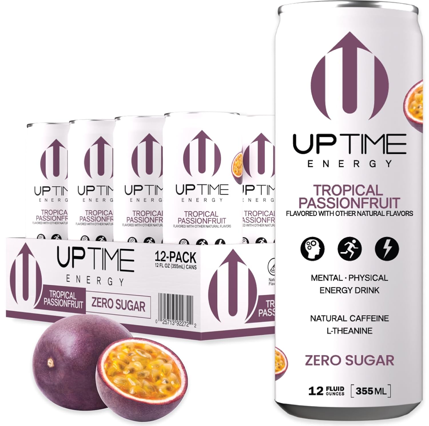 Uptime Energy Drink, Sweet Summer Melon Sparkling, 12 Pack, Vitamin C, L Theanine, Calcium, Sugar Free Energy Drinks For Focus Support, 142Mg Of Natural Caffeine, 5 Calories, Natural, 12 Fl Oz Cans