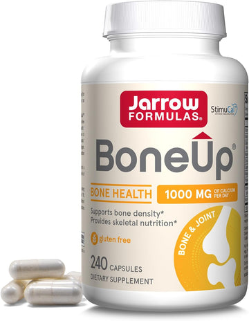 Jarrow Formulas BoneUp - 240 Capsules - 120 Servings - For Bone Support & Skeletal Nutrition - Includes Naturally Derived Vitamin D3, K2 (as MK-7) & 1000 mg Calcium - Gluten Free - Non-GMO