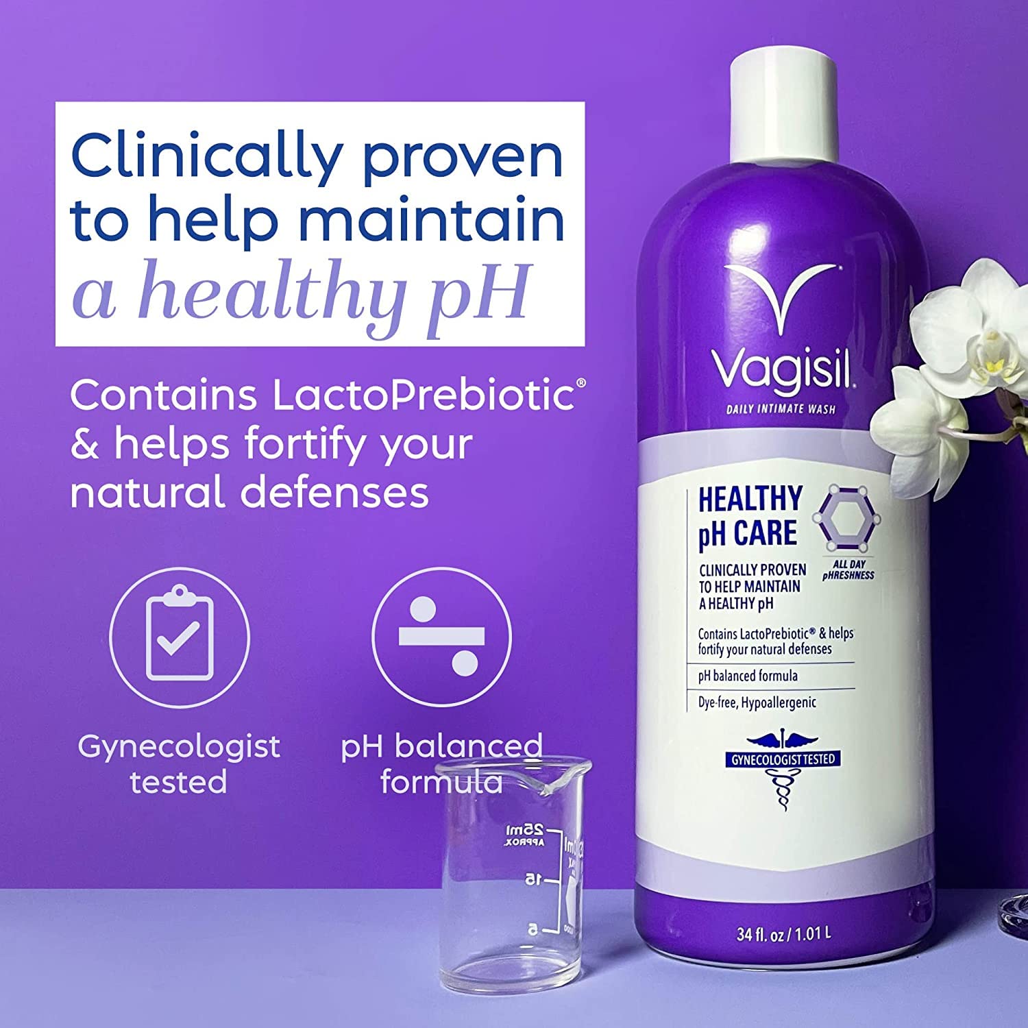 Vagisil Healthy pH Care Daily Intimate Feminine Wash for Women, Gynecologist Tested, 34 Fl Oz (1L) : Health & Household