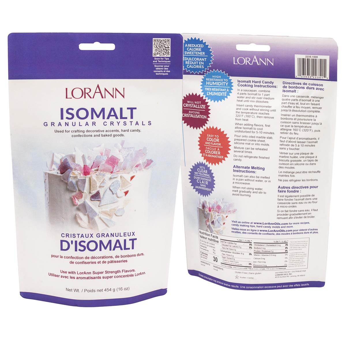 Lorann Oils Isomalt Sugar Substitute (Granular) - Sugar Substitute For Baking, 1 Lb - Isomalt Ready To Use - Clear & Non-Crystallizing, Formulated For Decorative Accents & Sugar Art - 1 Lb Bag