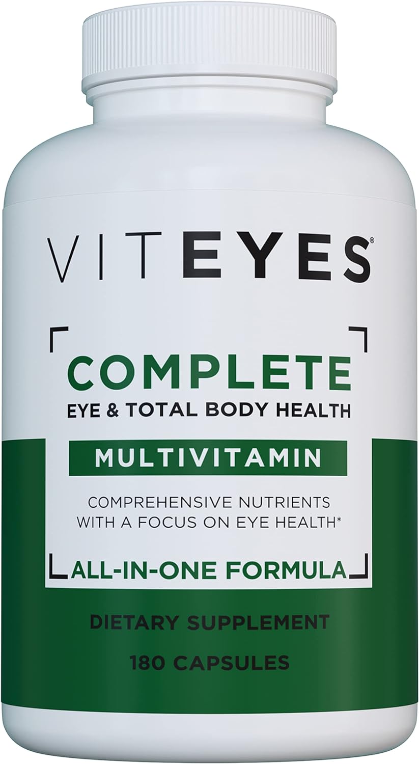 Viteyes Complete Eye & Total Body Health Multivitamin Nutritional Supplement, 180 Capsules, White