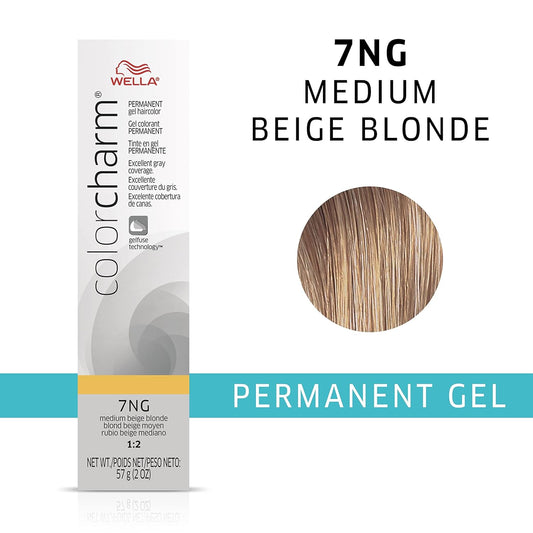 Colorcharm Permanent Gel, Hair Color For Gray Coverage, 7Ng Medium Beige Blonde