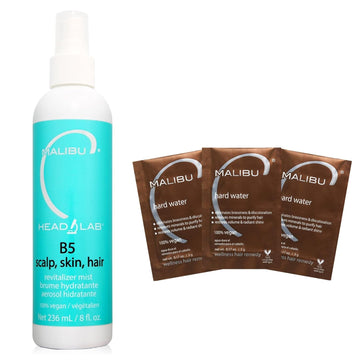 Malibu C Hard Water Wellness Hair Remedy (3 Packets) + B5 Scalp Revitalizer Mist (8 Oz) - Remove Impurities & Restore Scalp Moisture - Protects And Soothes Sensitive Scalp With Vitamin C & Allatonin