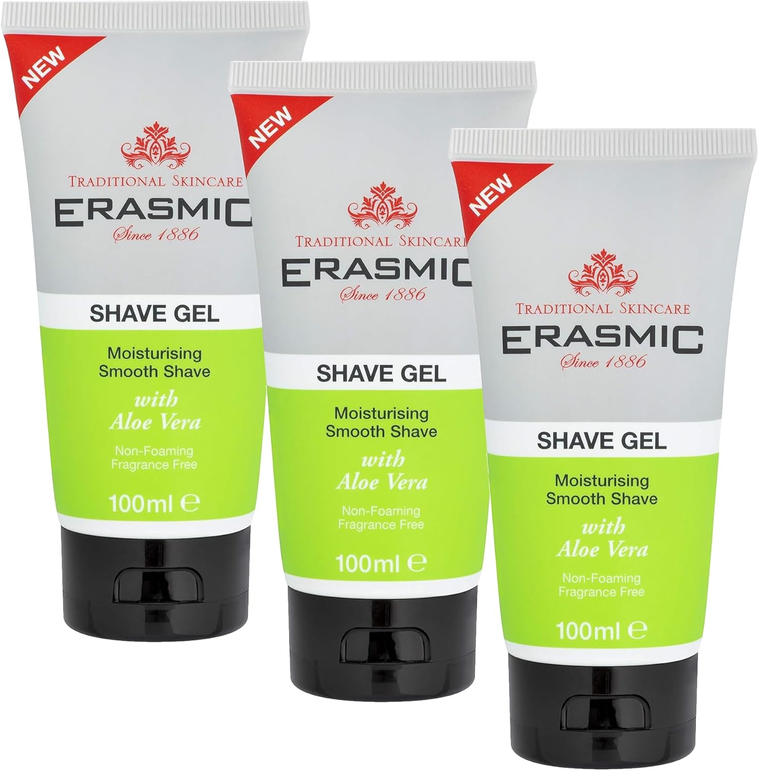 Erasmic Shave Gel For Men With Aloe Vera – Hydrating Shaving Gel For Sensitive Skin, Anti-Irritation Formula, Travel Size 100Ml, 3 Pack + Cheeroo Magnet