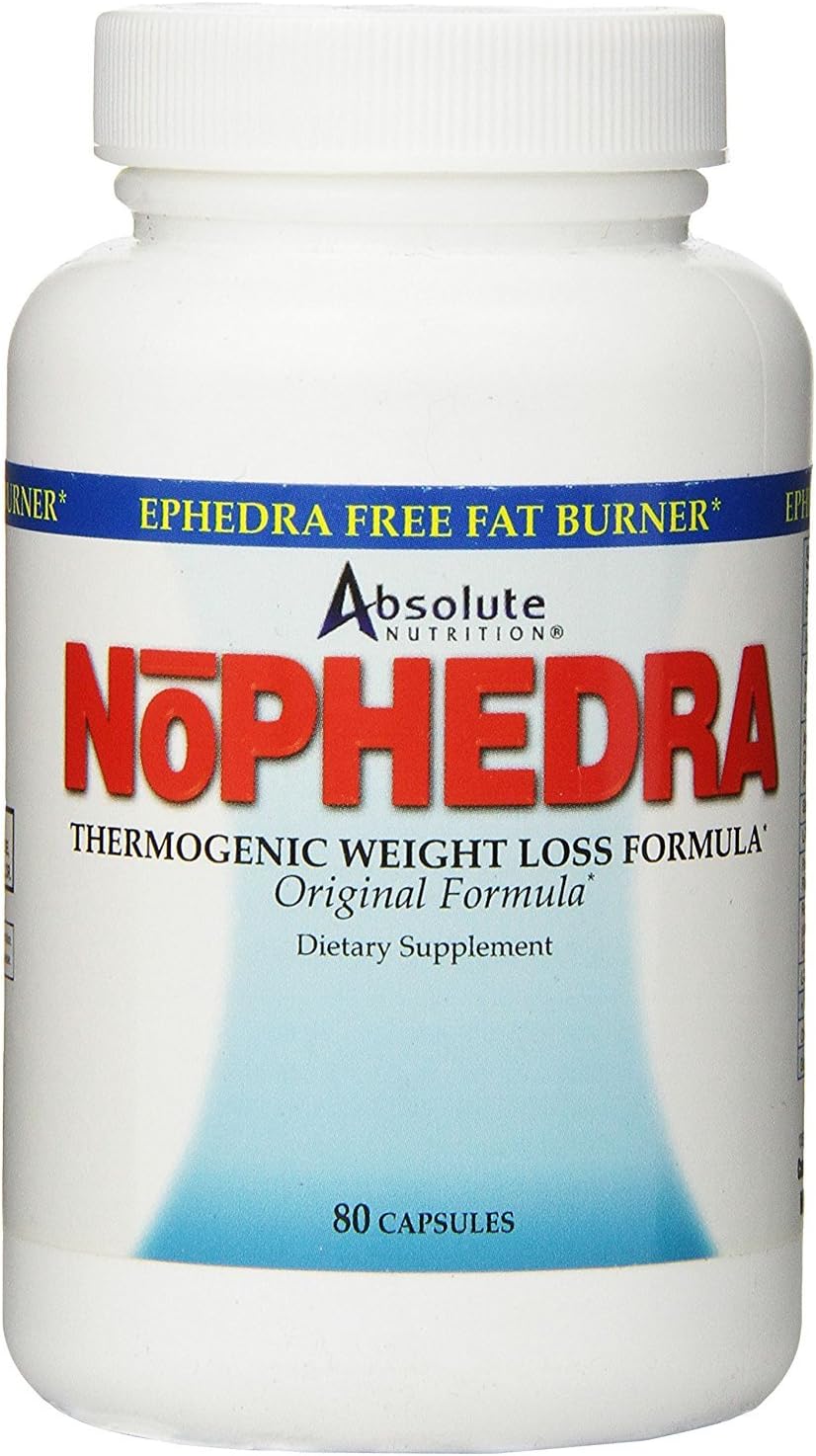 Absolute Nutrition Thermogenic Fat Burners, Nophedra Capsules, 80 Count Bottle