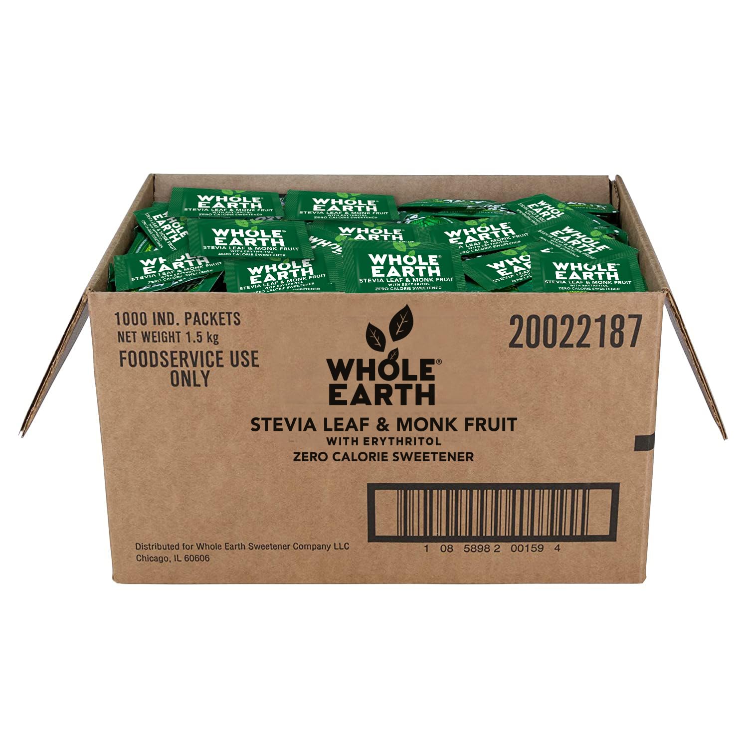 Whole Earth Sweetener Co. Stevia And Monk Fruit Sweetener, Erythritol Sweetener, Sugar Substitute, Zero Calorie Sweetener, 1,000 Stevia Packets (Packaging May Vary), 70.54 Ounce