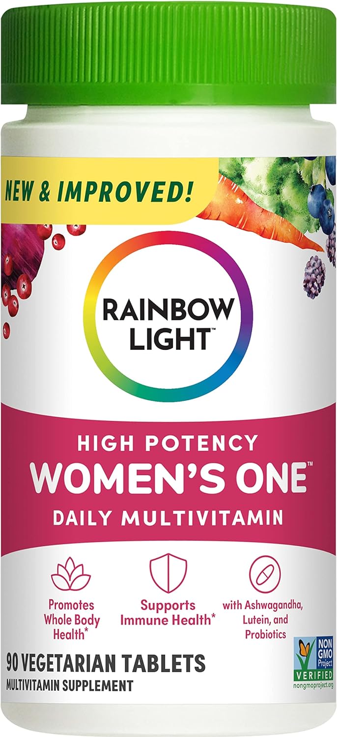 Rainbow Light Multivitamin For Women, Vitamin C, D & Zinc, Probiotics, Women’S One Multivitamin Provides High Potency Immune Support, Non-Gmo, Vegetarian, 90 Tablets