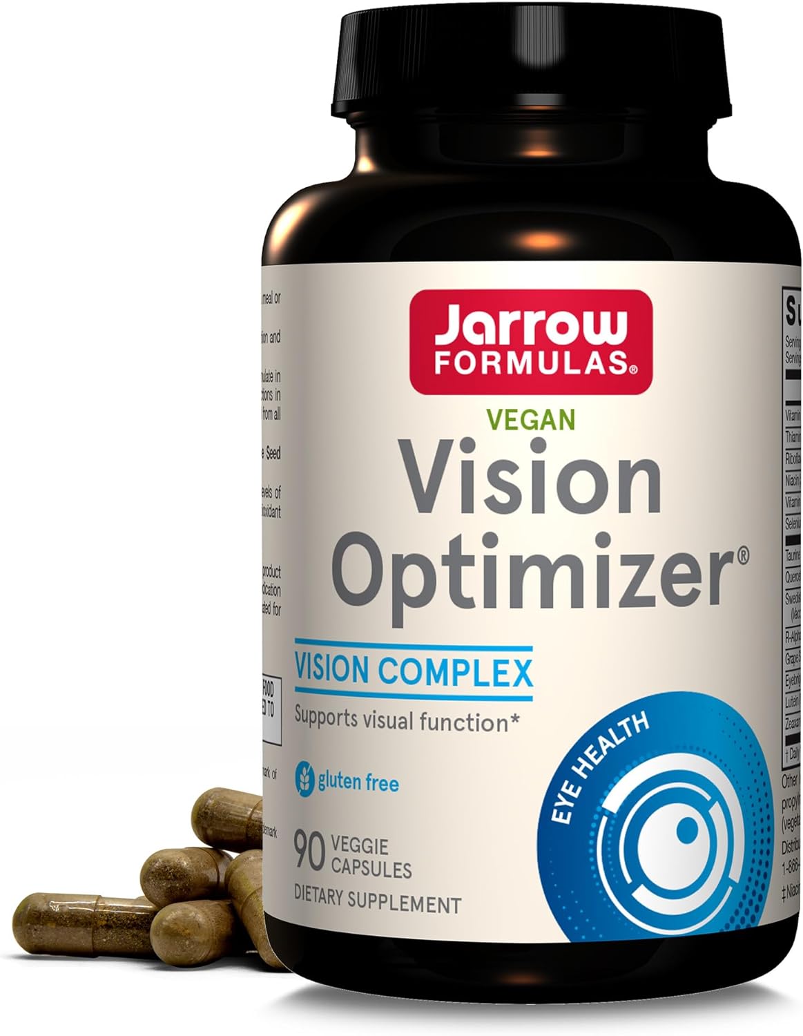 Jarrow Formulas Vision Optimizer Veggie Capsules - 90 Count - Eye Supplement - Dietary Supplement - With Grape Seed Extract, Lutein & Zeaxanthin, Quercetin & More - Non-Gmo - Gluten Free