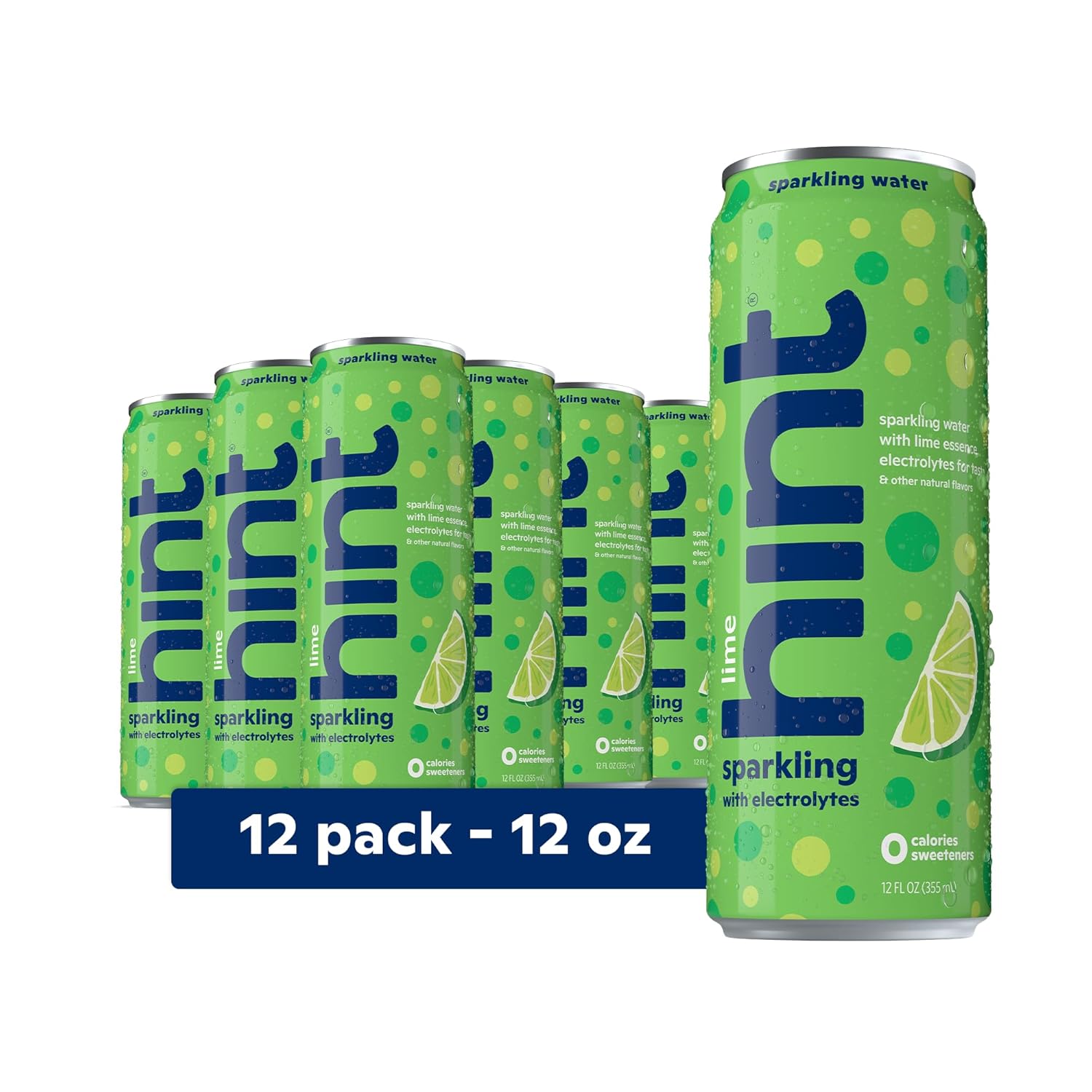 Hint Lime Sparkling Water With Electrolytes Added For Taste, Zero Sugar, Zero Calories, And Zero Sweeteners, 12 Fl Oz (Pack Of 12)