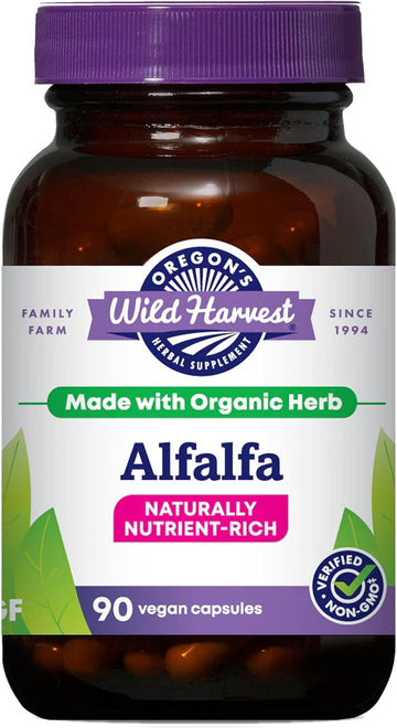 Oregon's Wild Harvest Non-GMO Alfalfa Capsules Organic Herbal Supplements, 90 Count