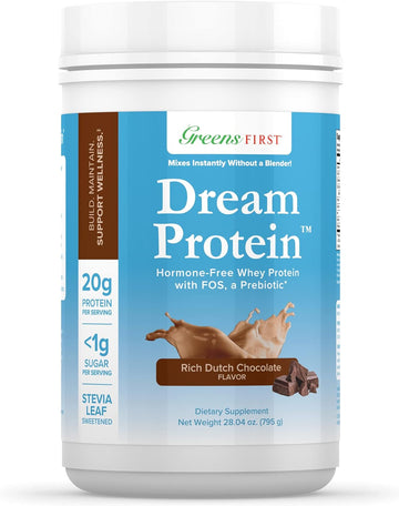 Greens First Dream Whey Protein Powder, Rich Dutch Chocolate, 30 Servi