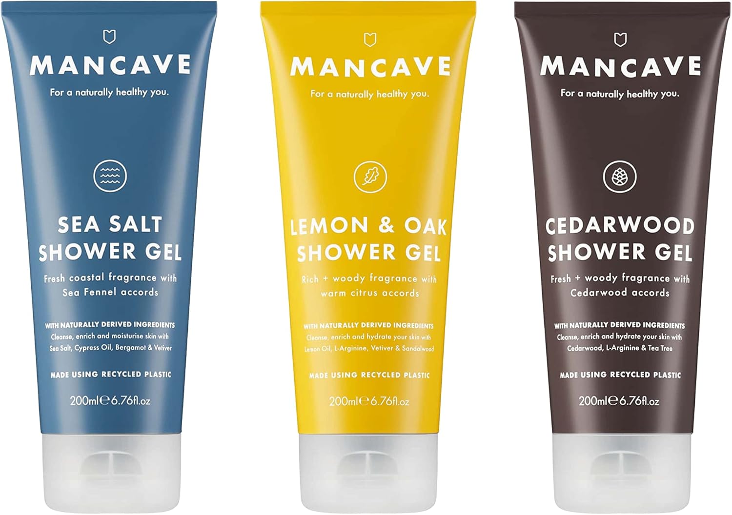 Mancave Shower Set - 200Ml Lemon And Oak, Cedarwood And Sea Salt