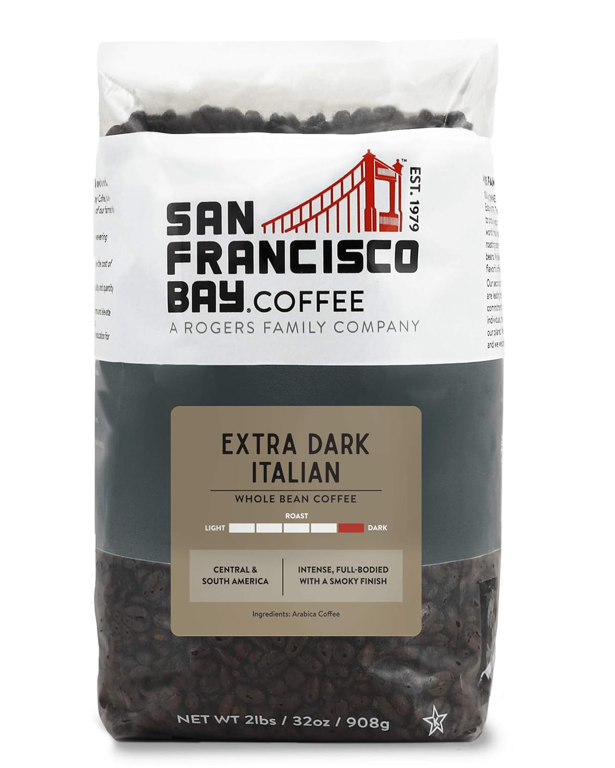 San Francisco Bay Whole Bean Coffee - Extra Dark Italian (2lb Bag), Dark Roast