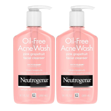 Neutrogena Oil-Free Pink Grapefruit Pore Cleansing Acne Wash And Daily Liquid Facial Cleanser With 2% Salicylic Acid Acne Medicine And Vitamin C, Twin Pack, 2 X 9.1 Fl. Oz