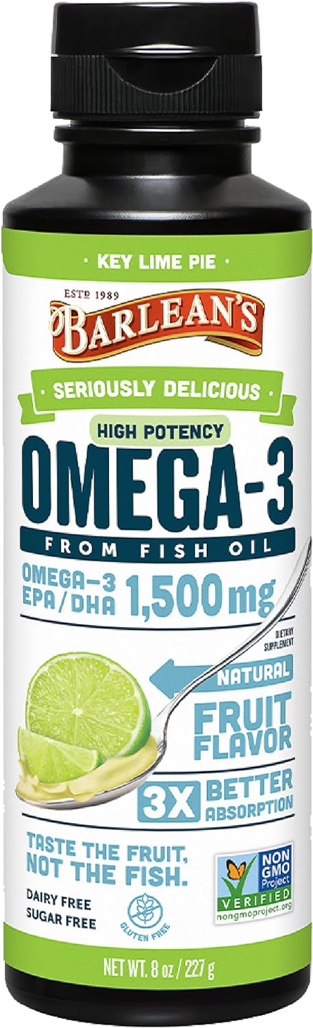 Barlean's Key Lime Pie High Potency Omega 3 Fish Oil Liquid Supplement